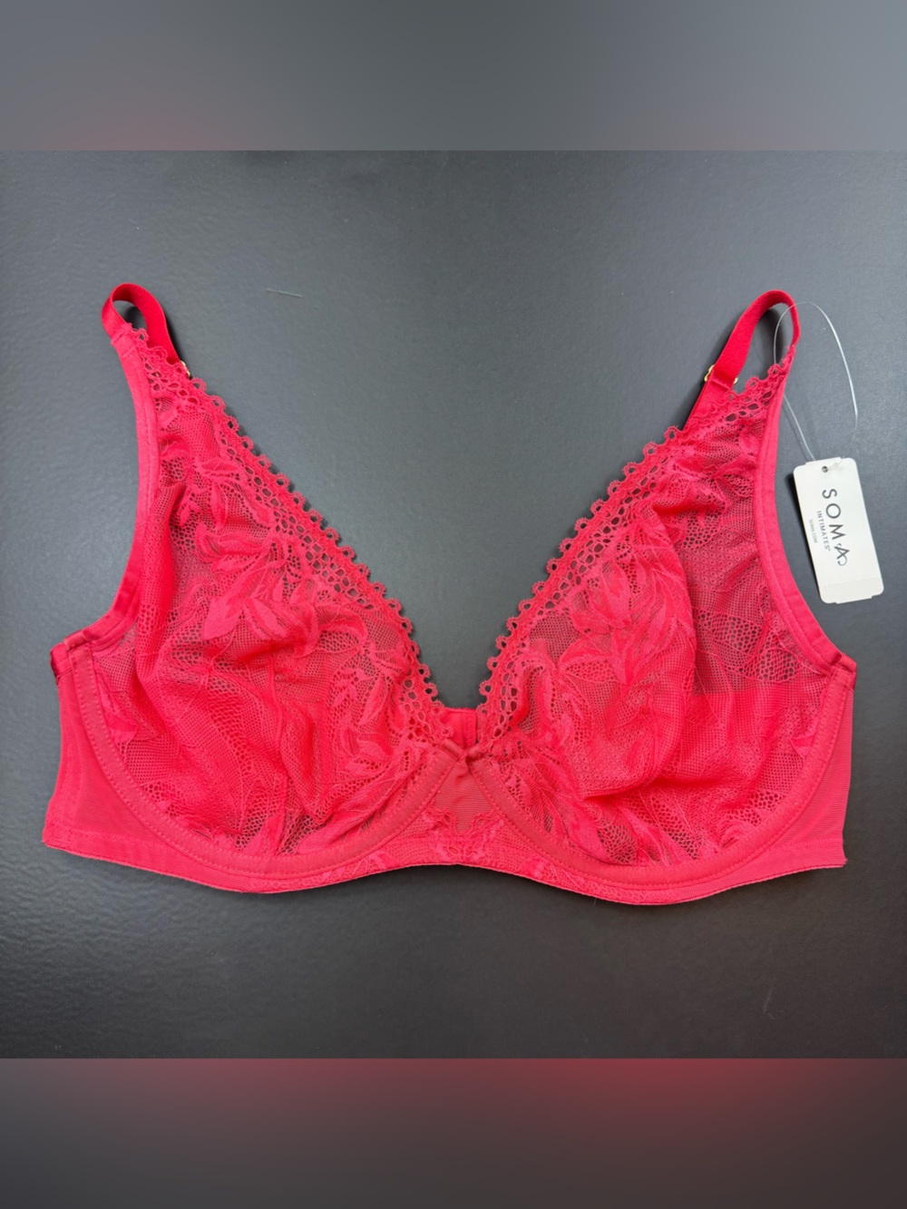 Soma Sensual Unlined Lace Plunge Bra Limited Edition 36DD NWT